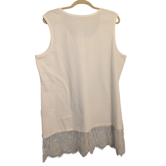 Soft Surroundings White Tank Top Lace Hem 2X Womens Plus Size long - Picture 2 of 11